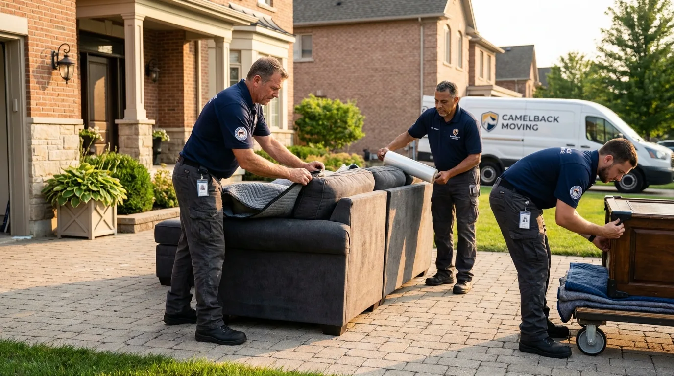 Large estate moving crew wrapping furniture in Avon, CO